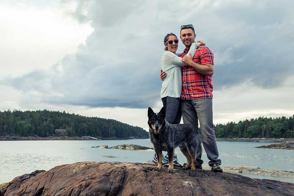 Maine couple hiking